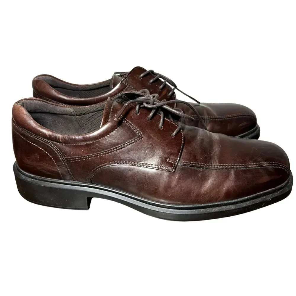 ECCO Mens Brown Leather Oxford Dress Shoes EU 44 US 10–10.5 No Original Insoles
